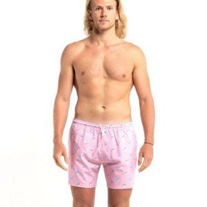 Bermies Men's Pink Flamingo Swim Trunks